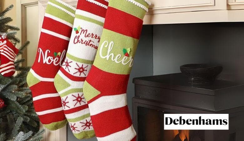 Debenhams - Pack of 3 Striped Christmas Stocking