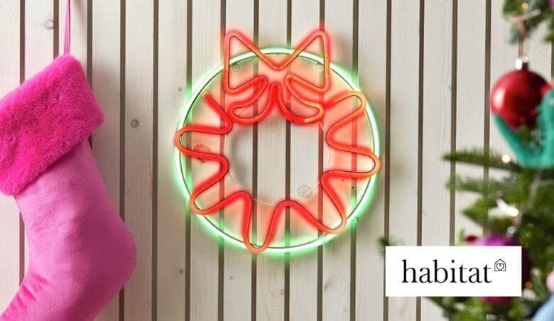 Habitat Neon Effect Wreath Shaped Christmas Light