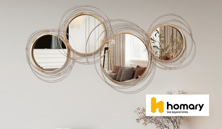 Homary Modern Luxury Large Gold Round Wall Mirror