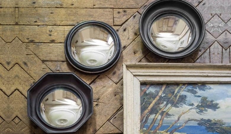 Large Rounded Frame Convex Mirror By Graham Green