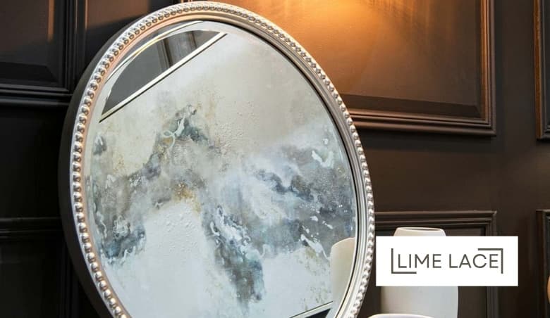 Lime Lace Lily Silver Small Round Mirror