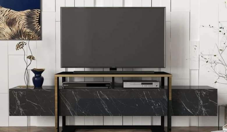Weldona Black Marble Effect TV Unit By Choice Furniture Superstore