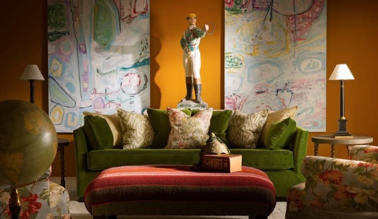 Medici Olive, Sustainable Feather, Cushion - Andrew Martin Olive Eco-conscious u0026 Cotton u0026 Velvet Plain By Andrew Martin.jpg