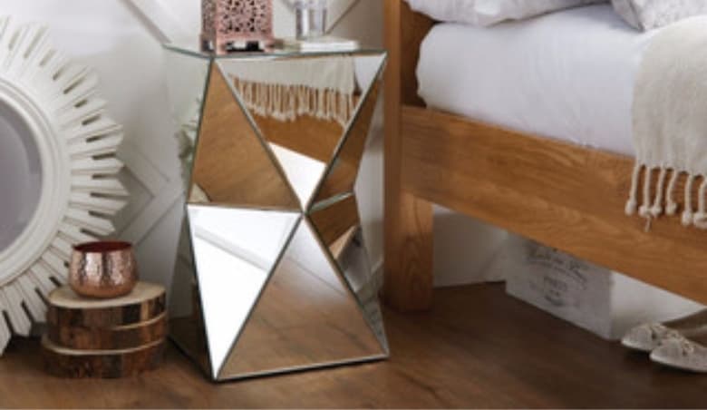 Diamond Mirrored Bedside_Side Table By FurnitureBox