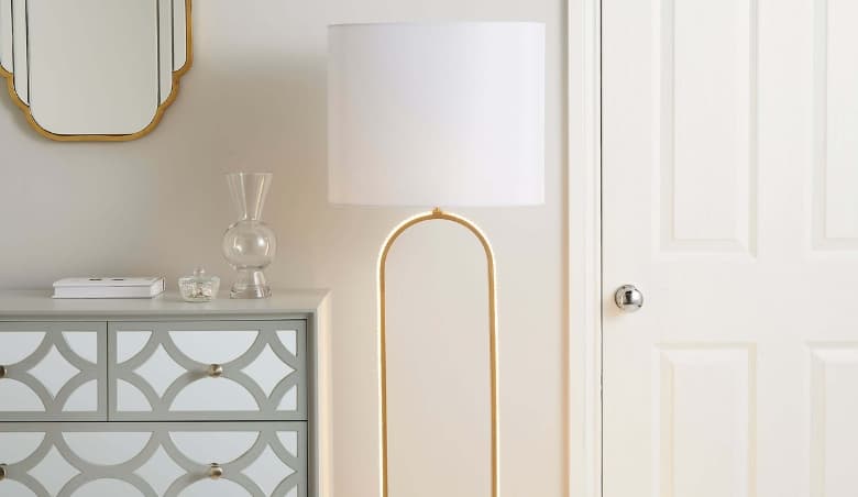 Hotel Harrogate Integrated LED Floor Lamp Gold By Dunelm