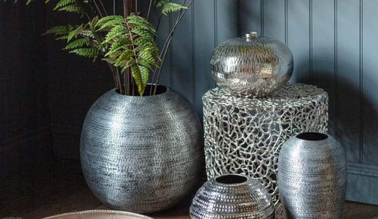 Myra Silver Metal Vase By Perch u0026 Parrow