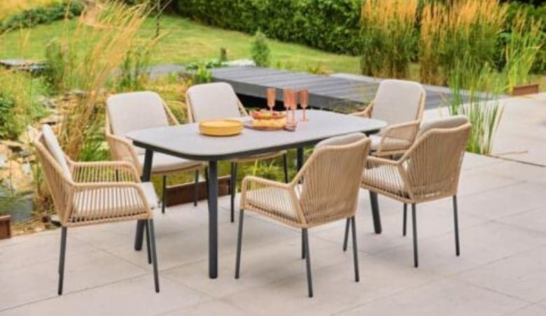 LG Outdoor Malibu 6-Seater Rectangular Garden Dining Table & Chairs Set by John Lewis & Partners