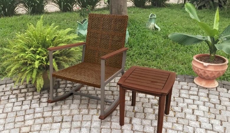 Outdoor Kutzer Rocking Solid Wood Chair with Cushions by Wayfair