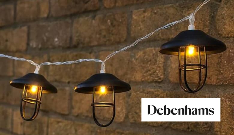 LED Outdoor Solar String Light in Black by Debenhams