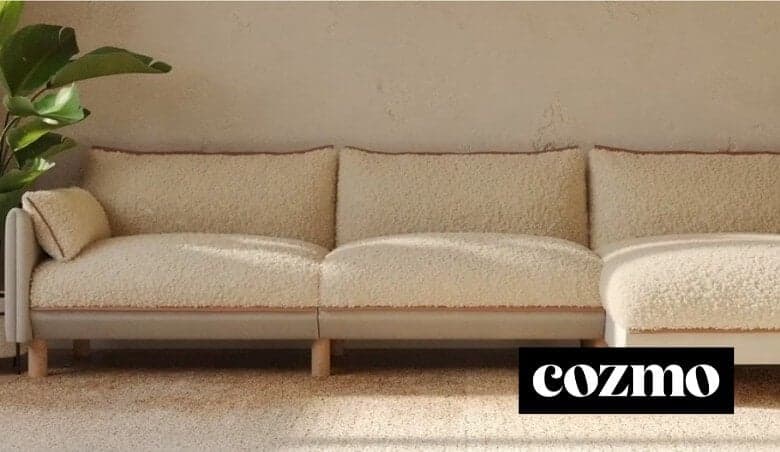 Cozmo - 5 Seater LH Chaise Sofa Light Grey Weave - Blog