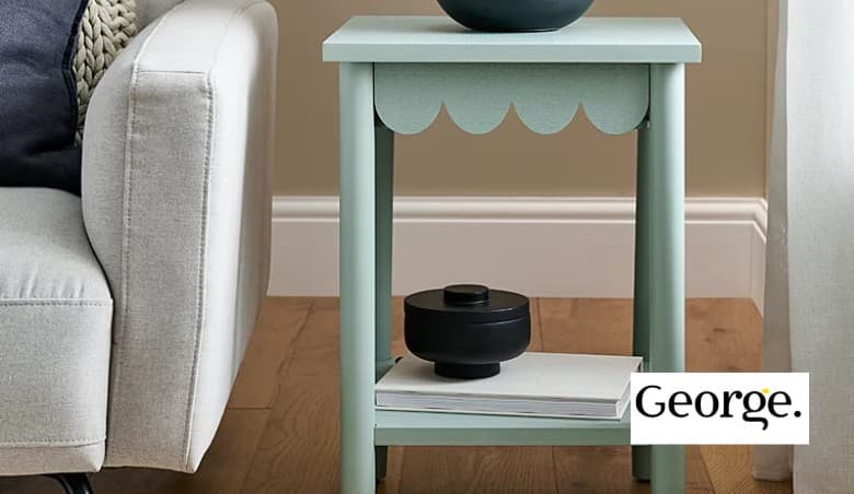 Sage Green Square Scallop Side Table by George at Asda