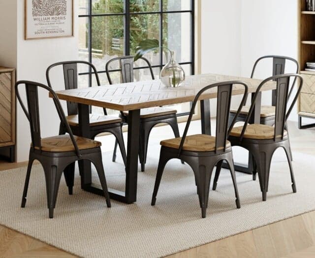 Assets product images oak furniture superstore gboakfurfymhtvh herringbone cm solid oak and metal dining table with oak herringbone chairs medium
