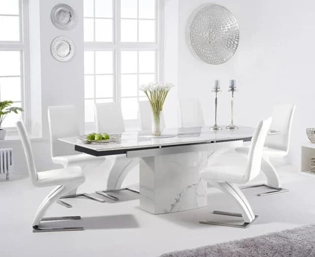 Assets product images oak furniture superstore gboakfurilpzydvmyzf extending savona cm white marble dining table with black aldo chairs medium