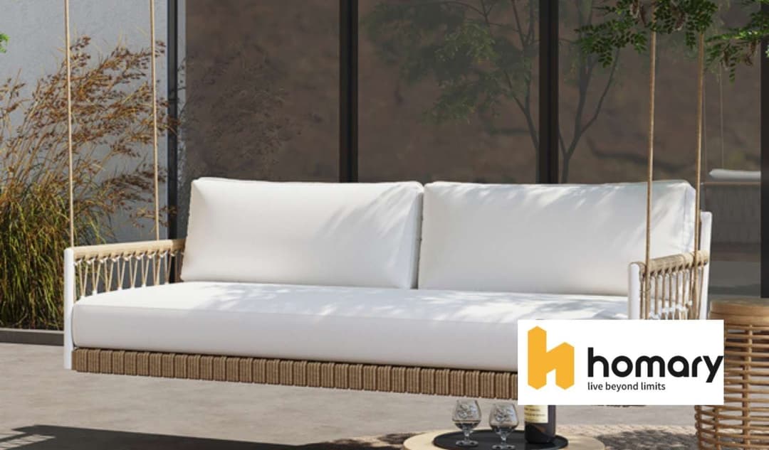 Ropipe Boho Woven Rope Garden Patio Swing Sofa by Homary >