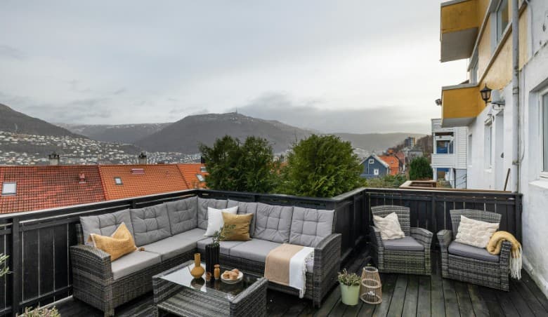 Corner sofa on balcony