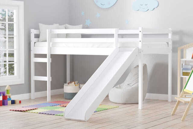 Assets product images mattressnextday gbmtrnxtbssndtmiwp birlea frankie midi sleeper kids slide bed birlea grey coated pine single medium