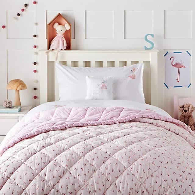 Assets product images the white company gbwhtcomttnqau the white company cot bed reversible floral pom pom quilt pink size single medium