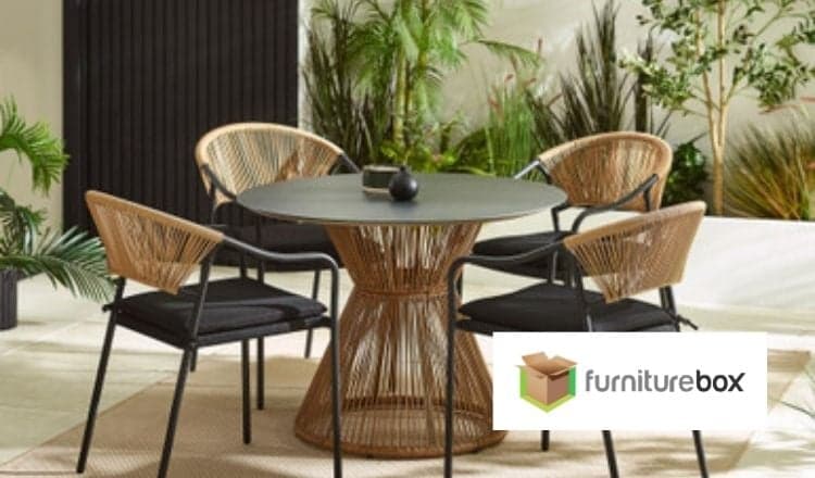 Lanai & Elba Rattan 4 Seat Round Table Garden Dining Set by FurnitureBox >