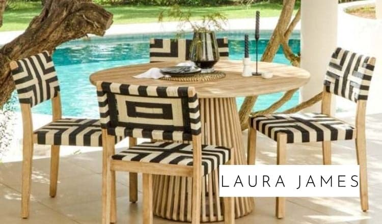 Willow 4 Seater Wooden Brushed Light Acacia Round Garden Dining Set by Laura James >