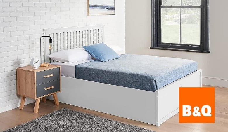 Wooden Ottoman Bed Frame Double With Hybrid Mattress by B&Q >