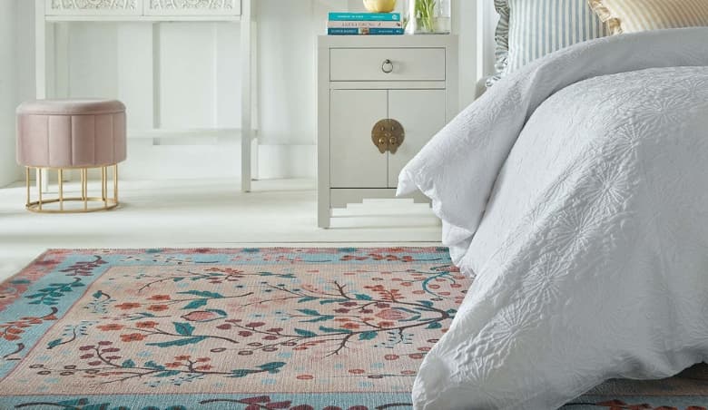 PractiRug Sabrina Floral Washable Rug Sabrina Floral Pink by Dunelm