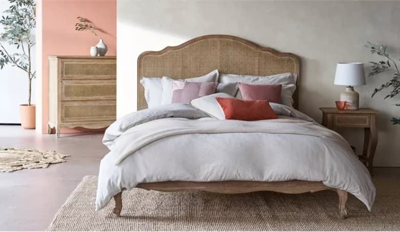 Sienna Rattan Bed - Weathered Oak Double By Feather & Black