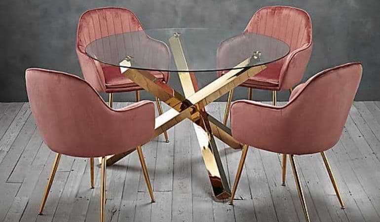 Laila 4 Seater Dining Set - Pink Pink By Dunelm