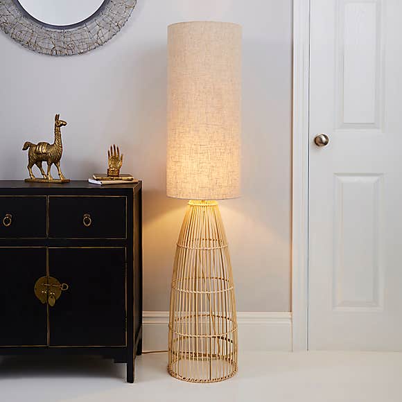 Cortado Natural Wicker Floor Lamp Natural By Dunelm