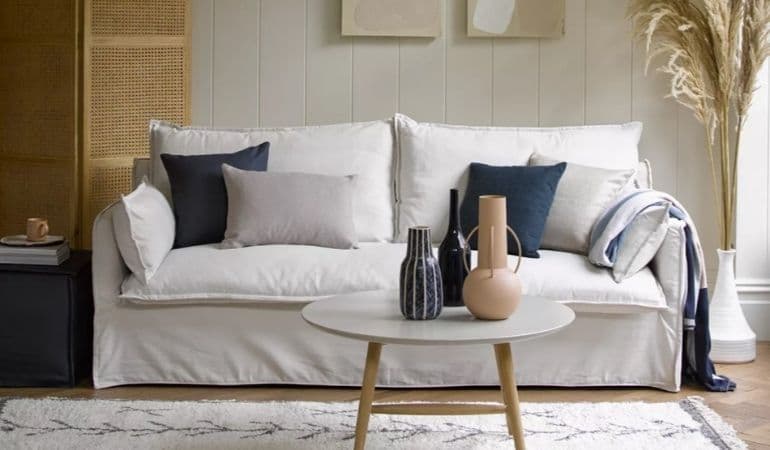 Isaac 3 Seat Sofa in Flax Pure Belgian Linen By Sofa.com
