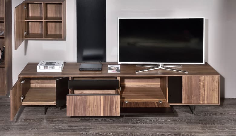 Level Media Unit Walnut Finish By Pepper Sq