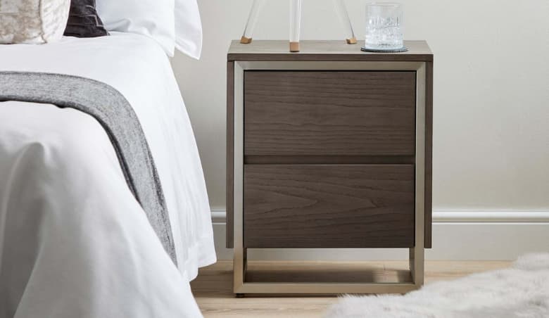 Darwin 2 Drawer Bedside Table Grey By Dunelm