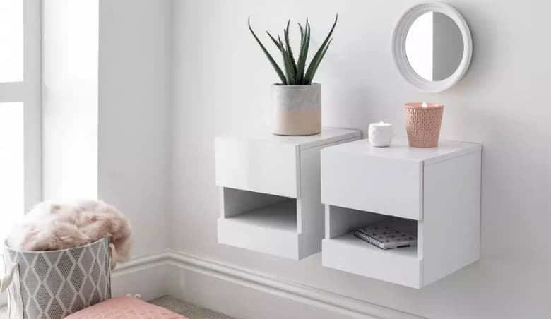 GFW Galicia 2 Wall Mounted Bedside Table Set - White By Argos