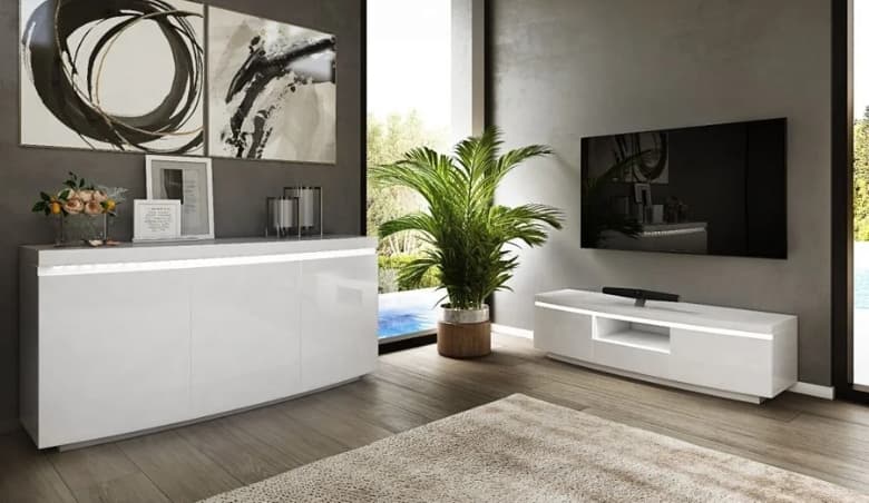 Jensen High Gloss Entertainment Unit with LED Light By Choice Furniture Superstore