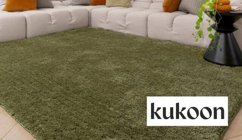Premium Washable Shaggy Olive Green Rug- 120cm x 170cm by Kukoon