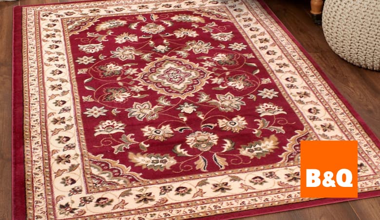 Red Traditional Bordered Floral Rug-120Cm X 170Cm by B&Q