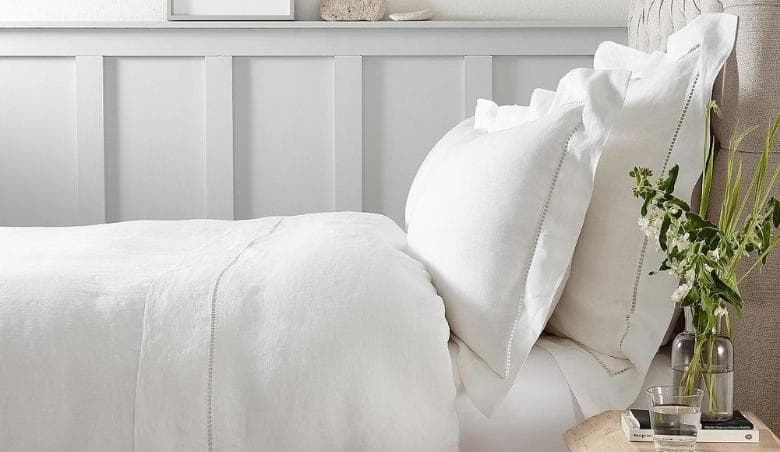 Santorini Linen Duvet Cover, White, Emperor by The White Company