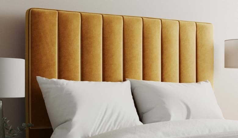 Velvet Vertical Stripe Headboard Yellow by Dunelm