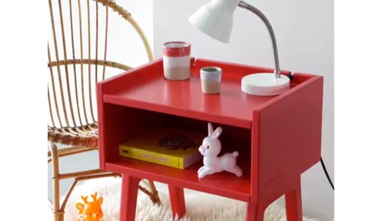 Mathy by Bols Kids Bedside Table in Madavin Design - Mathy Atlantic Blue by Cuckooland