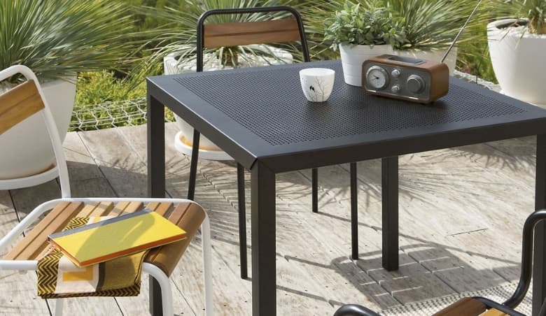 Choe Square Garden Table in Perforated Metal by La Redoute