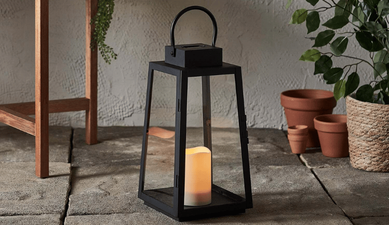 Eliza Trapeze Black Solar Lantern By Lights4fun