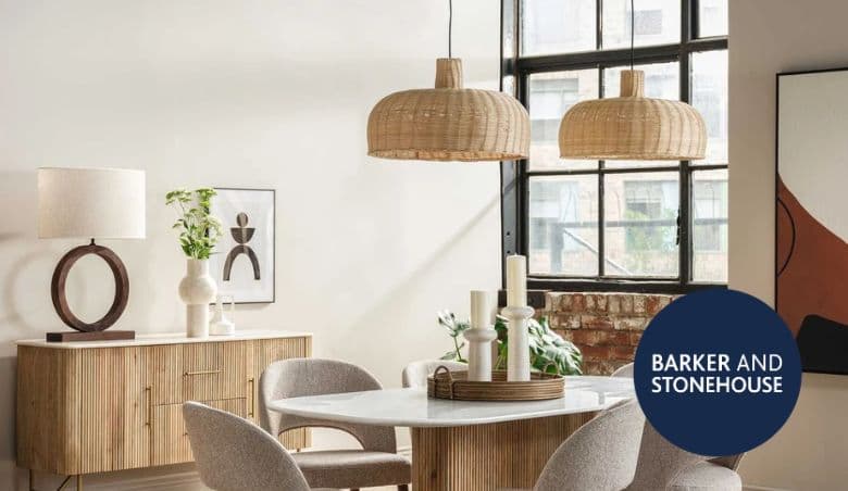 Rattan Dome Pendant Light, Neutral by Barker & Stonehouse