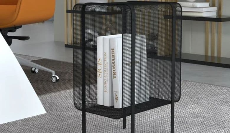 550mm Modern Metal Rectangular Black Magazine Rack with Open Storage By Homary