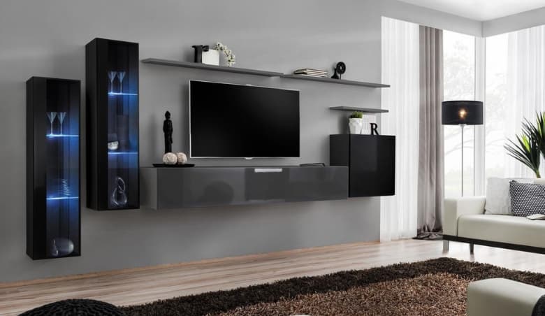 Switch XI Entertainment Unit - Graphite 330cm Black by Arthauss