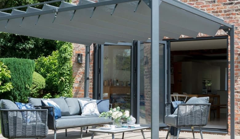 3m x 3m Pandora Leaf Pergola Grey By Dunelm