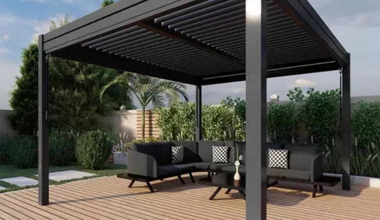 Maze Rattan 3m x 4m Pergola - 4 Drop Sides u0026 LED Lighting - Grey By Cuckooland