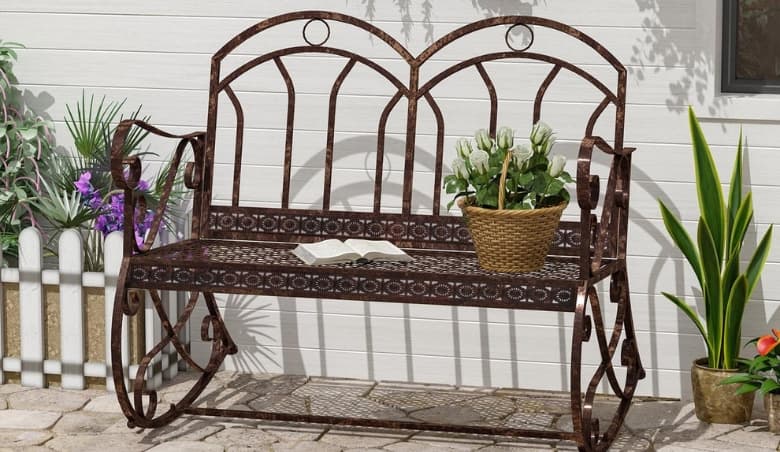 Outsunny Iron Rocking Chair - Bronze_Red By Very