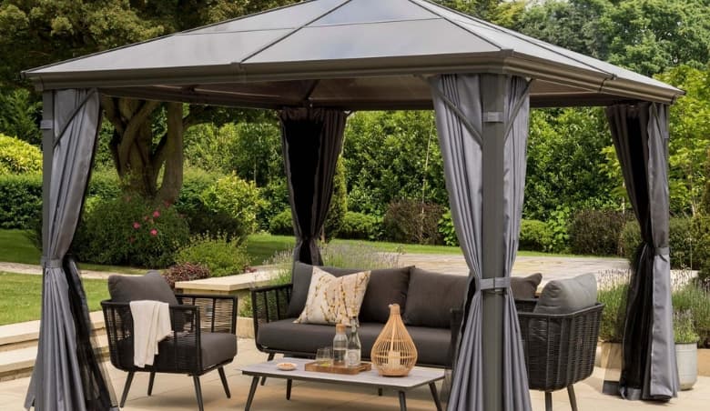 Runcton Polycarbonate 3.6m x 3.6m Gazebo Grey By Dunelm