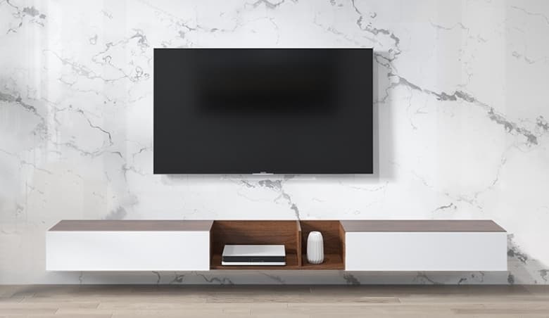 White Floating TV Stand Wall-Hung for TV Up to 2540mm By Homary