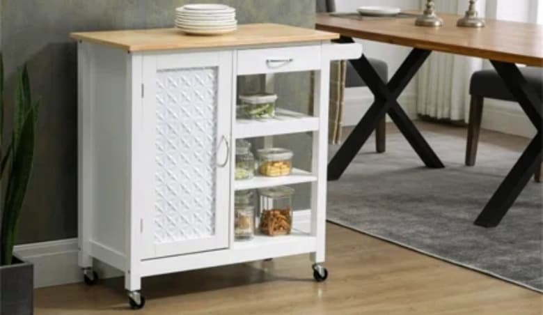 Aristoteles 92 Cm Kitchen Trolley Kitchen Island with Locking Wheels By Wayfair