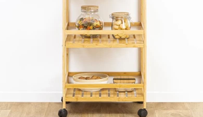 Linha Bamboo Square Kitchen Trolley Brown By Dunelm